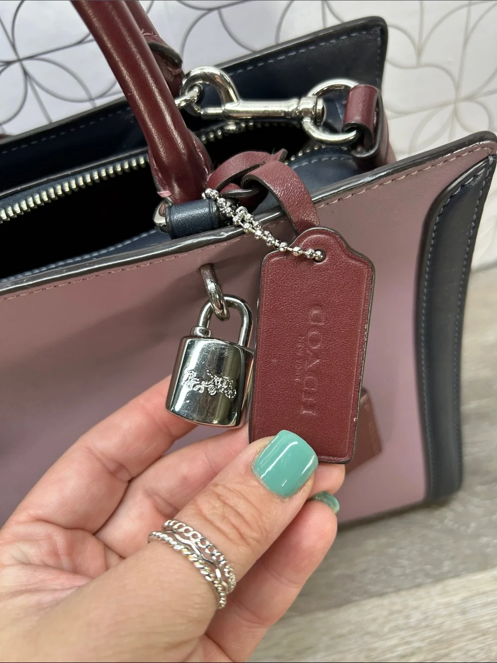 Coach purple and Burgundy Leather Satchel
